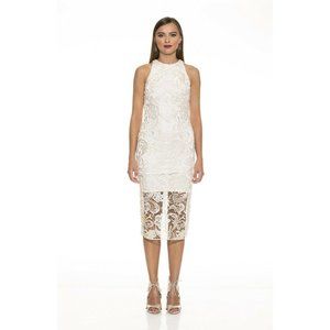 Alexia Admore Nordstrom Ivory Gold Lace Dress XS